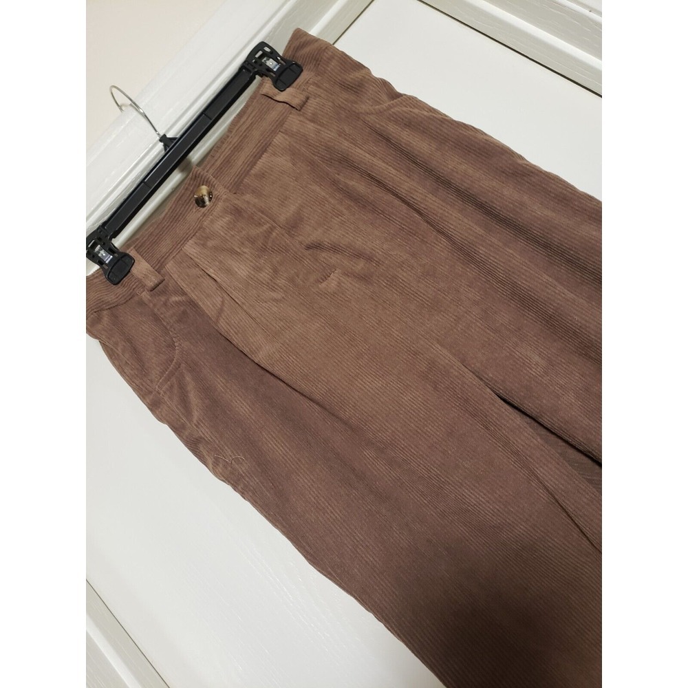 Women's Halara Pleated Corduroy Pants Size Medium Cocoa Brown Stretch Waist - Picture 6 of 9